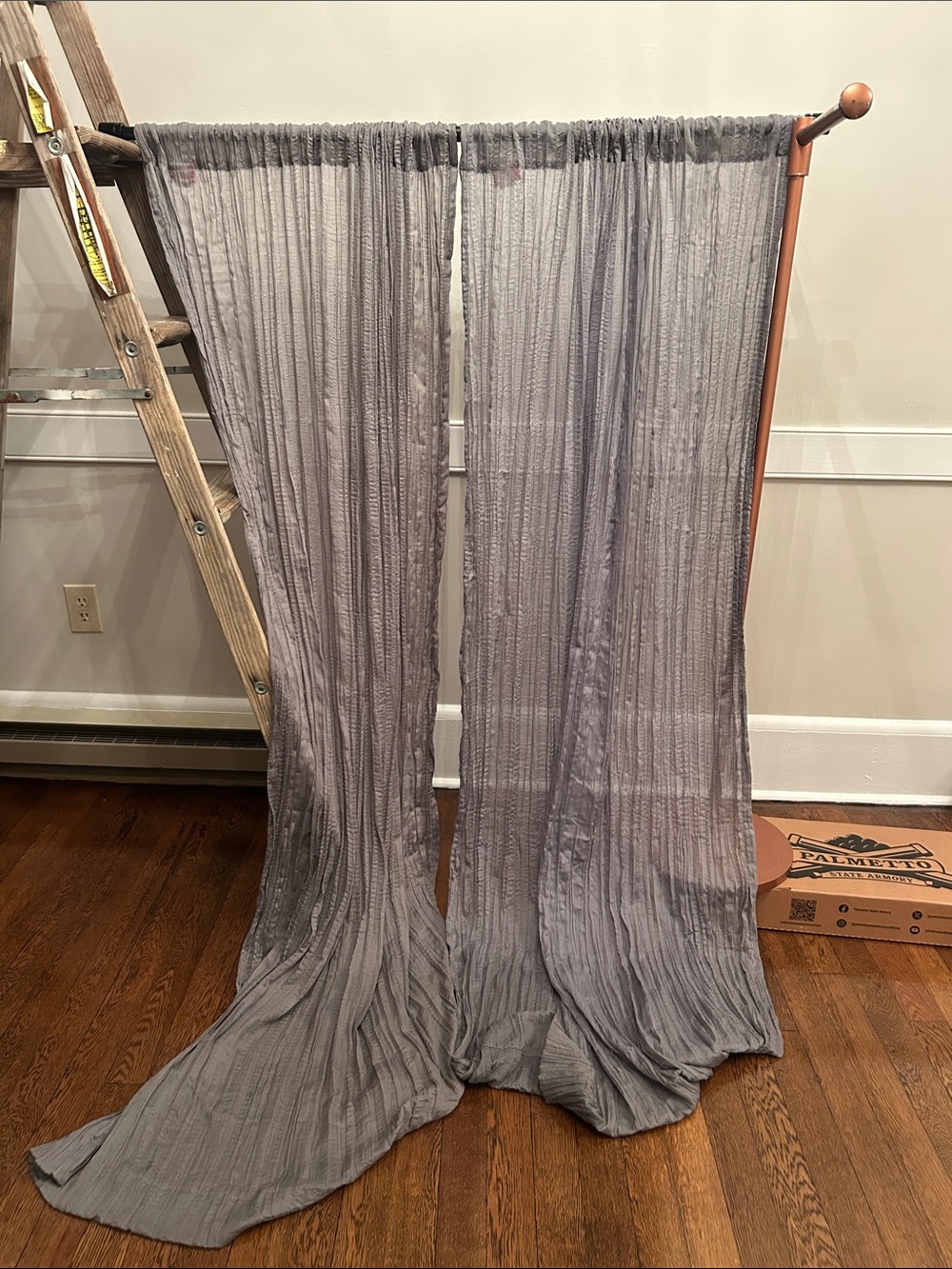 Opalhouse Gray Crinkled Sheer Curtain Panels